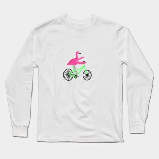 Flamingo On A Bicycle Long Sleeve T-Shirt